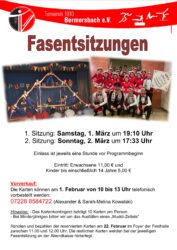 Katenvorverkauf Fasentsitzungen am Samstag, den 01. Februar