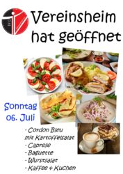 Vereinsheim am Sonntag, 06. Juli geöffnet
