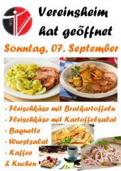Vereinshaus am Sonntag, 07. September geöffnet