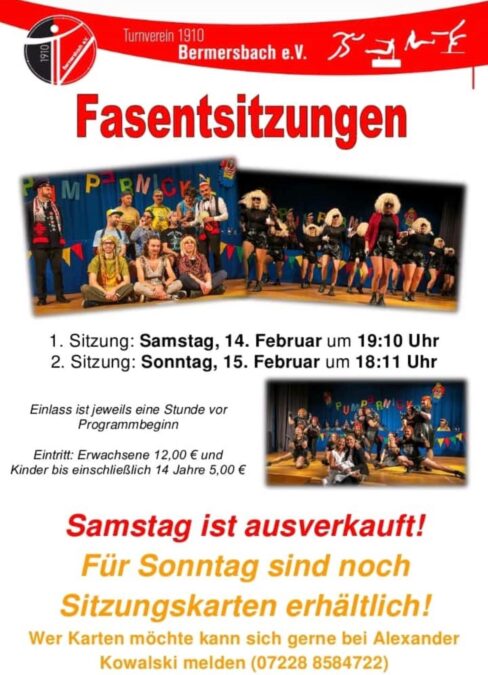 Fasentsitzungen: Samstag ausverkauft – Restkarten für Sonntag